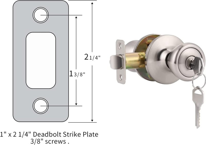 RO6G Satin Brushed Nickel Deadbolt Strike Plate Door Backplate 1" x 2 1/4" Round Corner (1-Pack) - Image 1